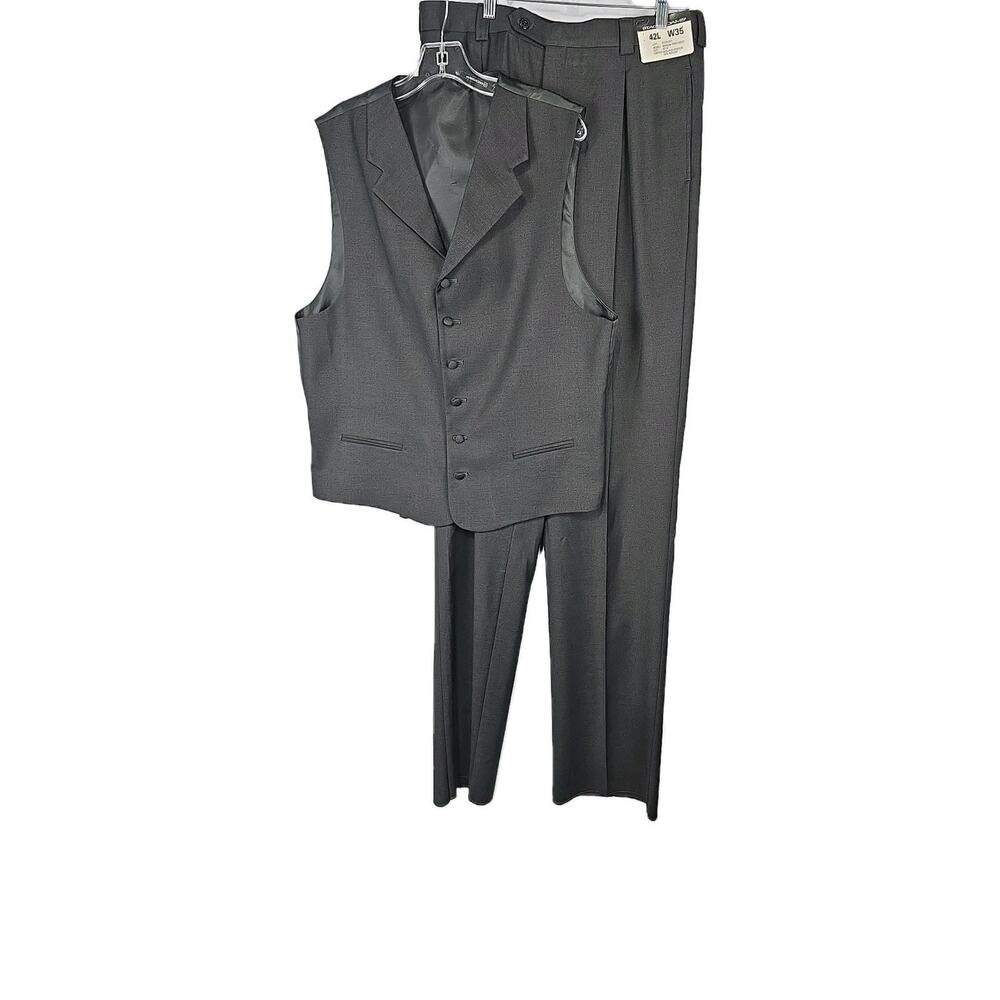 Stacy Adams Baron Trio 2 PC Suit Vest 46 Pants W35 Gray Career - Unhemmed NWT